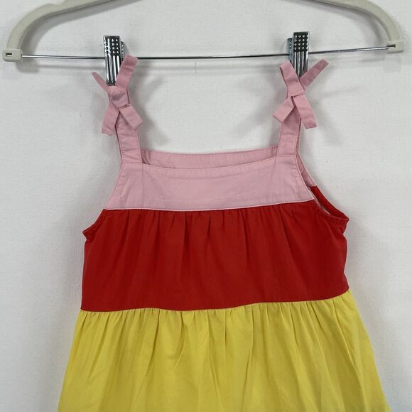 Hanna Andersson Dress Girls 5/110 cm Rainbow Stripe Sundress Tank Long Lined Bow - Picture 3 of 16